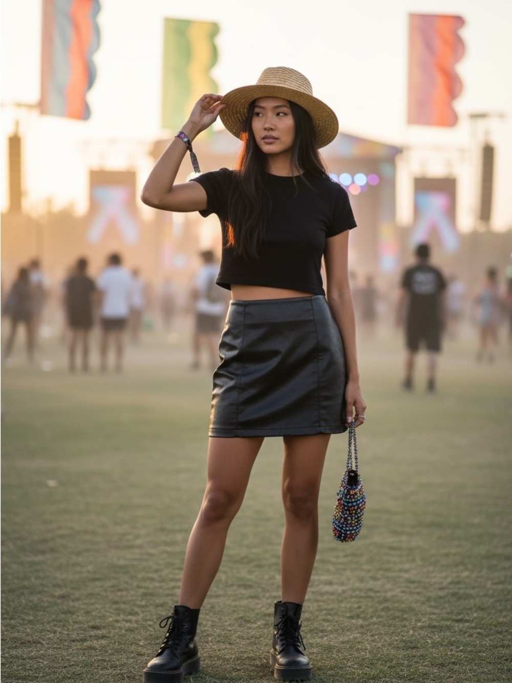 Zara Black Faux Leather Mini Skirt, XS, curved hem, Festival Grunge Edgy Sexy